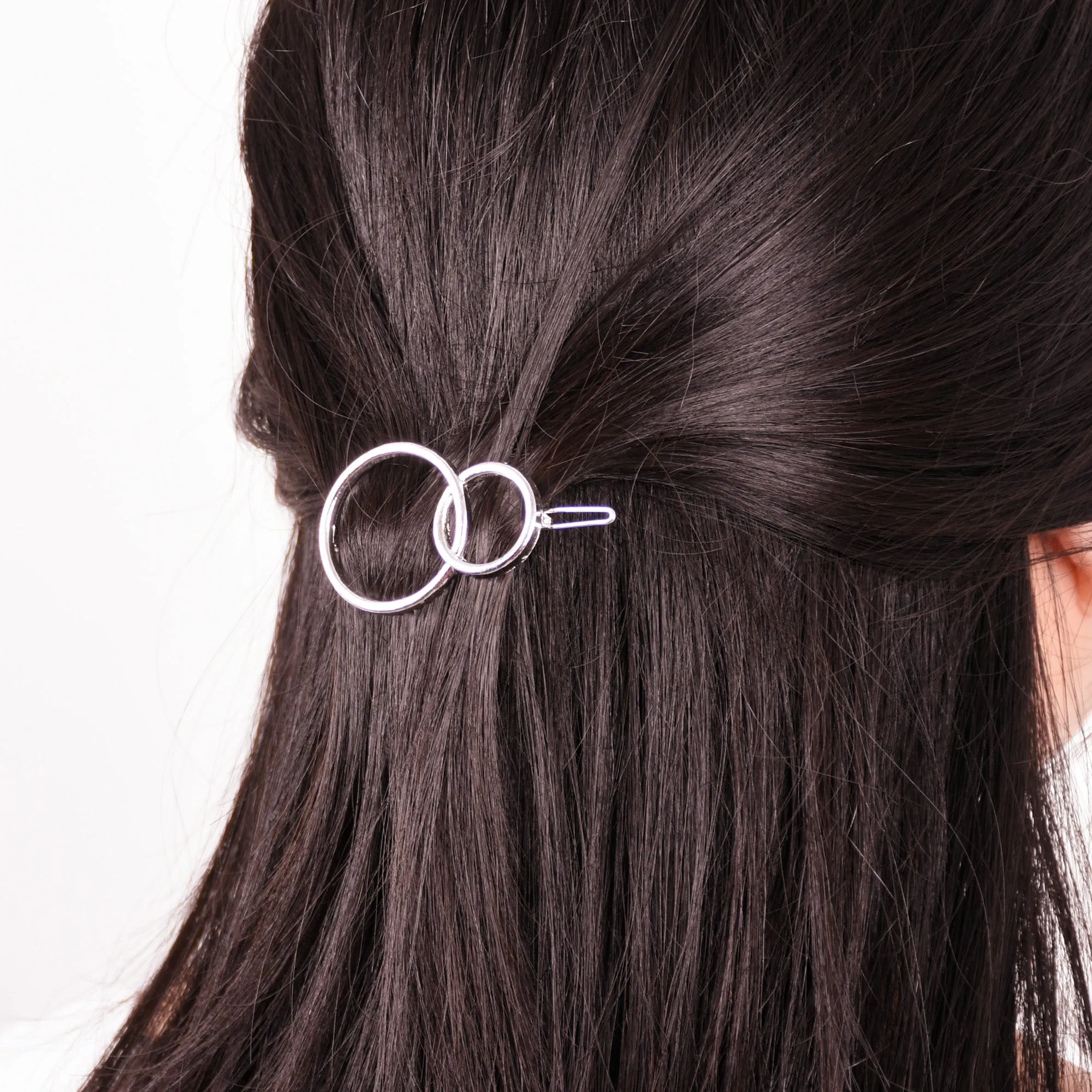 1 1/4 Alloy Geometric minimalistic hair clip Minimalist Hair Accessory Circle hair clip Ladies Hair Jewelry 5pcs 102911