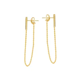 14K BAR & CHAIN EARRINGS