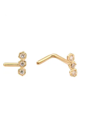 14K Solid Gold 20g Cz Nose Stud Piercing