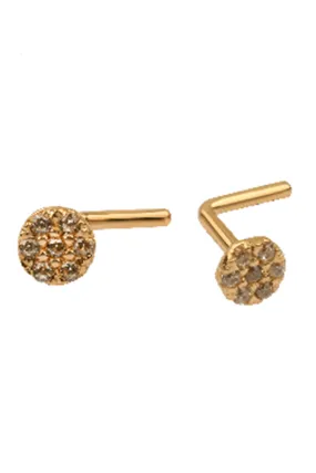 14K Solid Gold 20g Cz Round Nose Stud Piercing