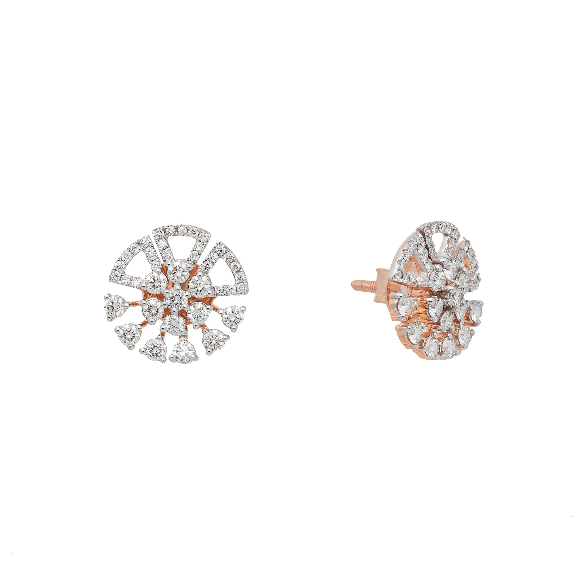 18K Rose Gold & 1.01ct Diamond Stud Earrings (4.3gm)