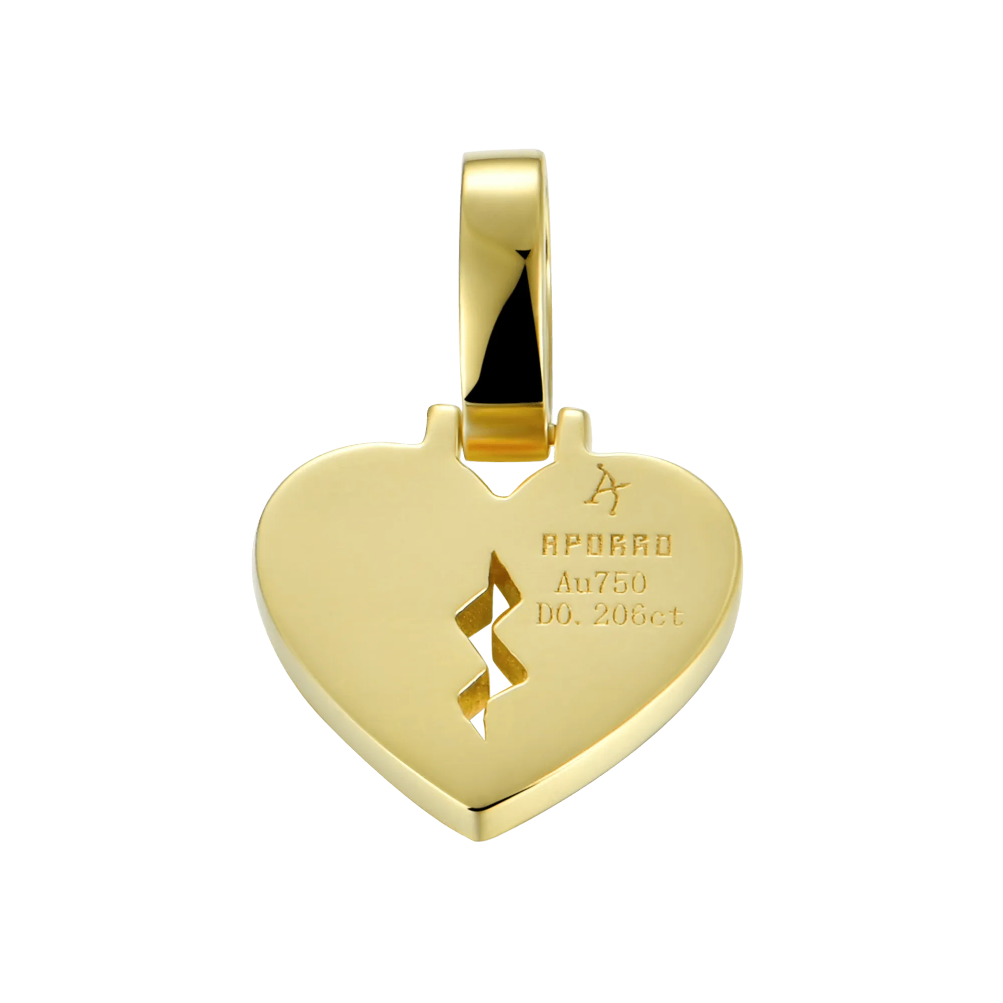 18K Solid Gold 0.206ctw Diamond Broken Heart Pendant - Micro