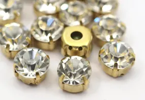 20 Ss45 Crystal Chaton Sew On Rhinestone Raw Brass Prong Setting 4 Hole Slider - Bhr4501      E 112