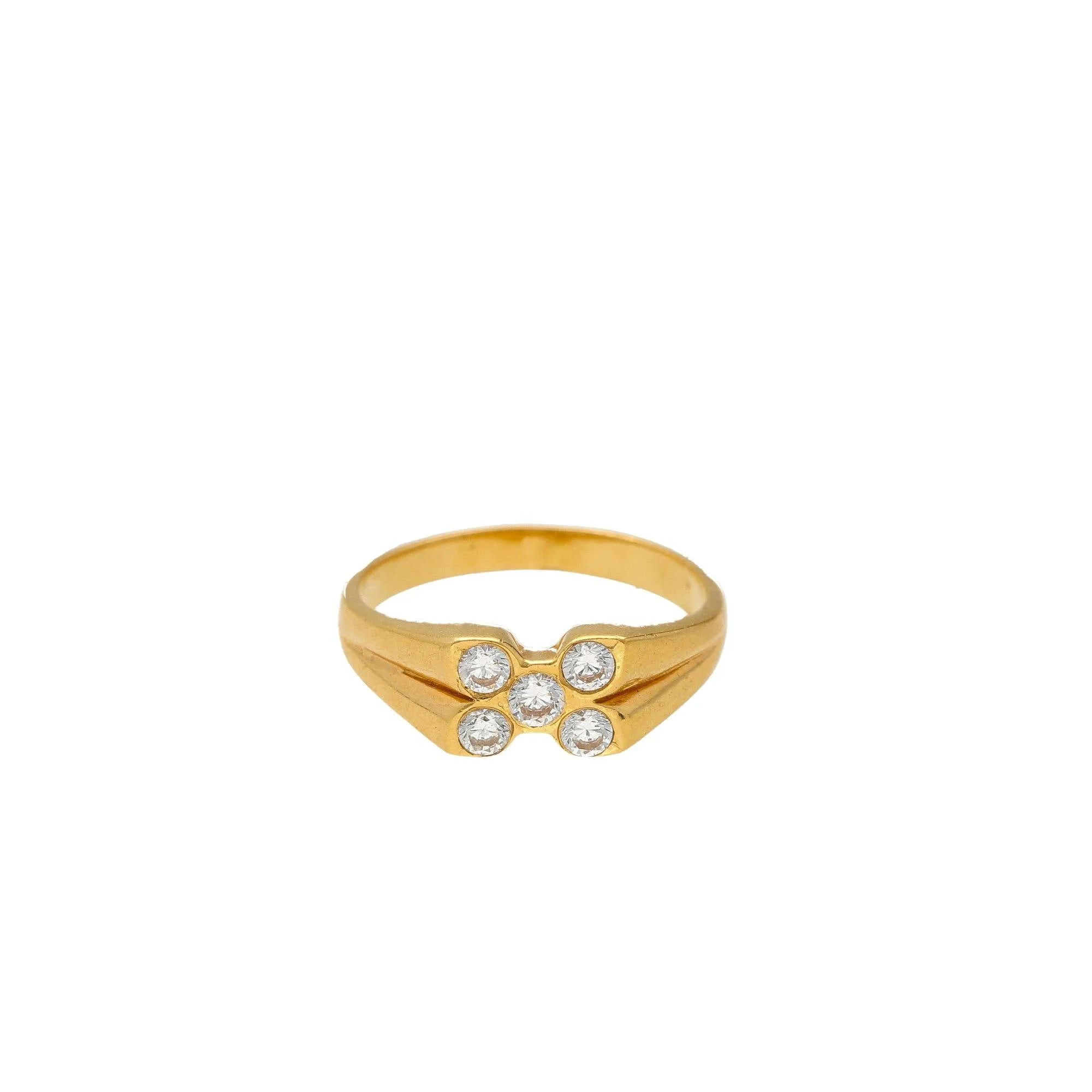 22K Yellow Gold Five Point Ring w/ CZ Stones