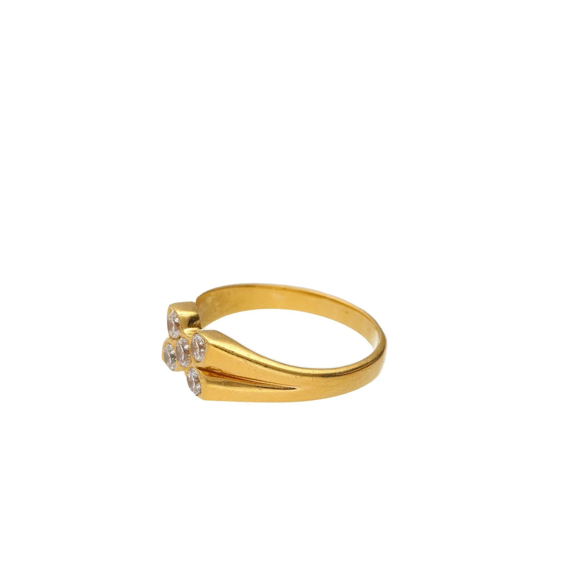 22K Yellow Gold Five Point Ring w/ CZ Stones