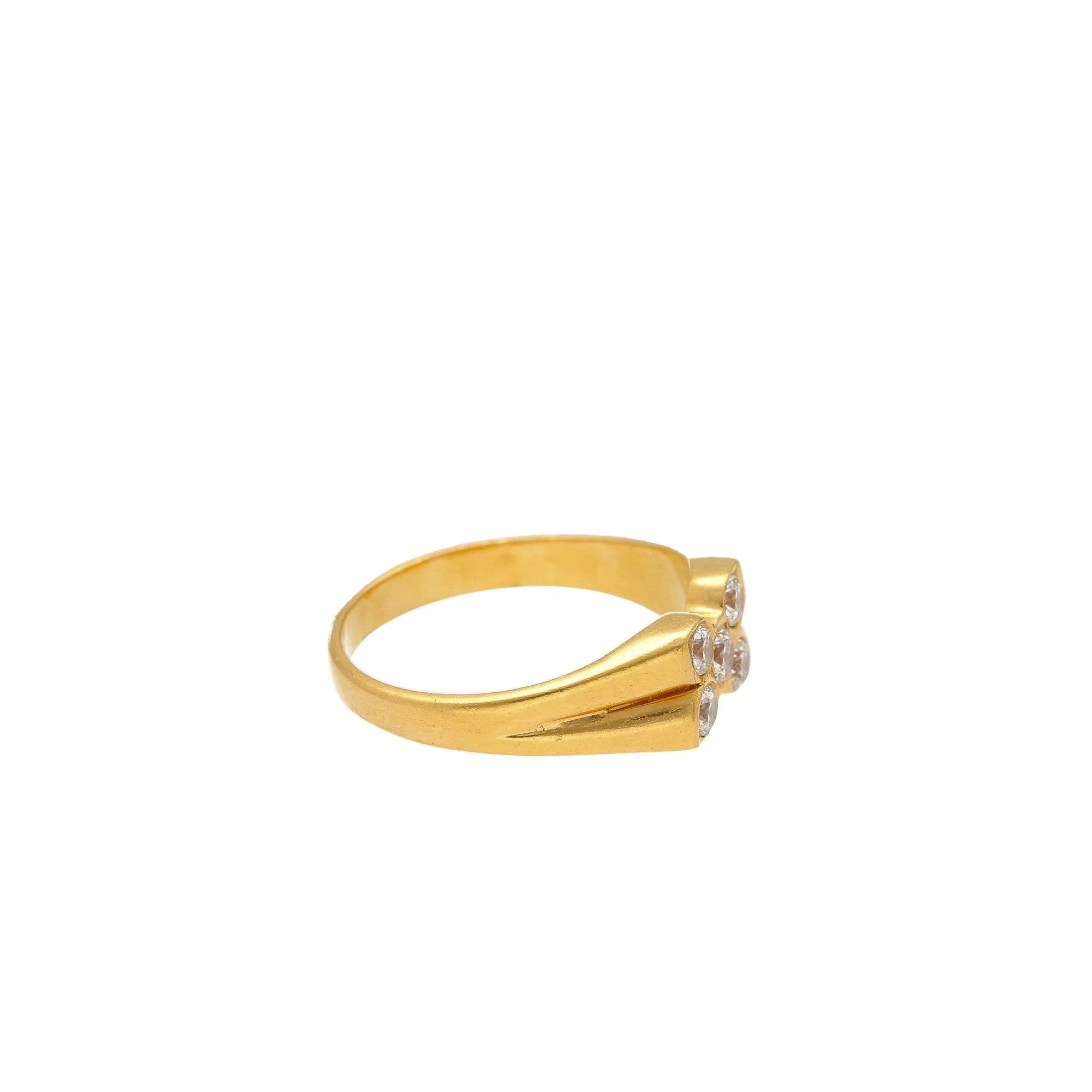 22K Yellow Gold Five Point Ring w/ CZ Stones