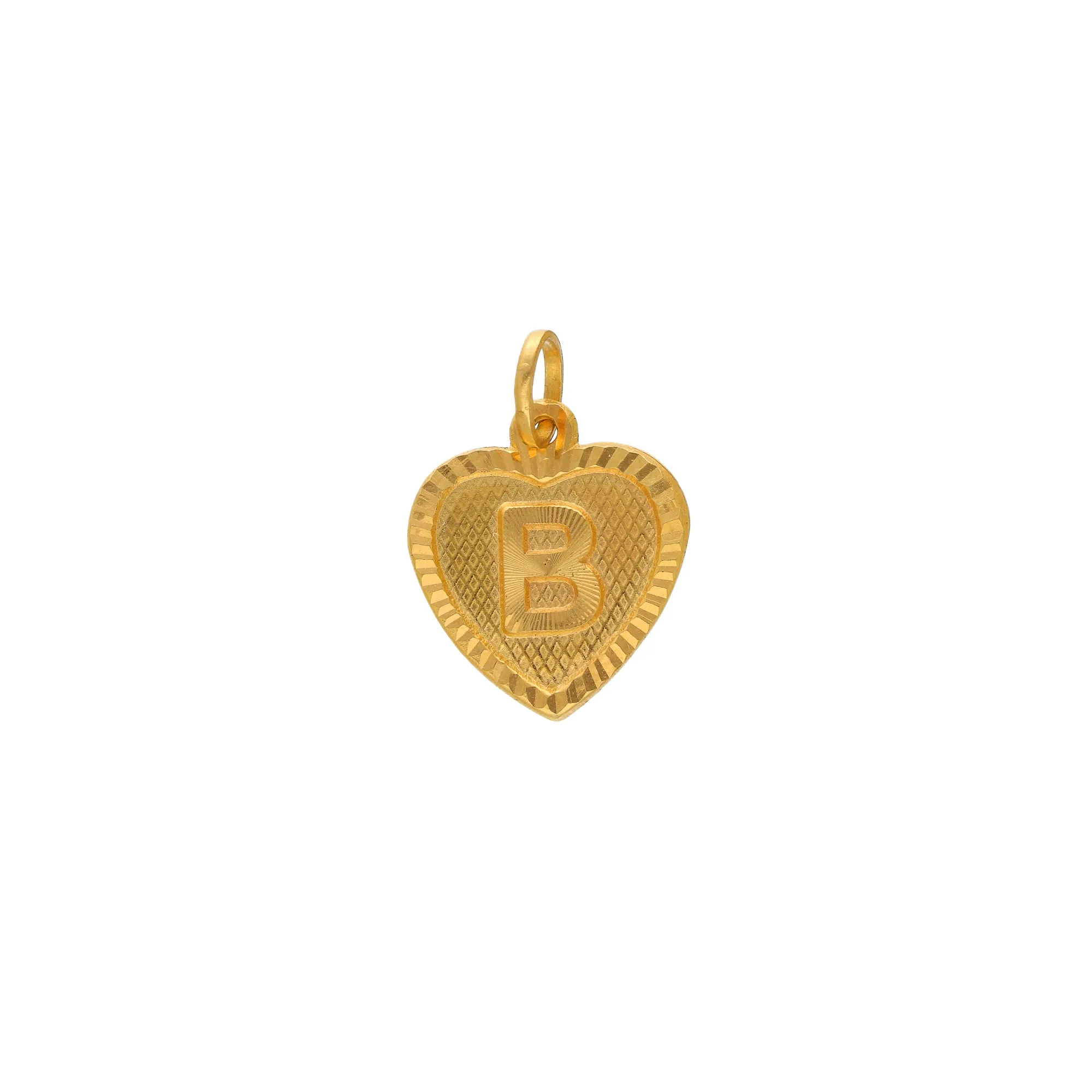 22K Yellow Gold Letter B Heart Shaped Pendant (1.2gm)