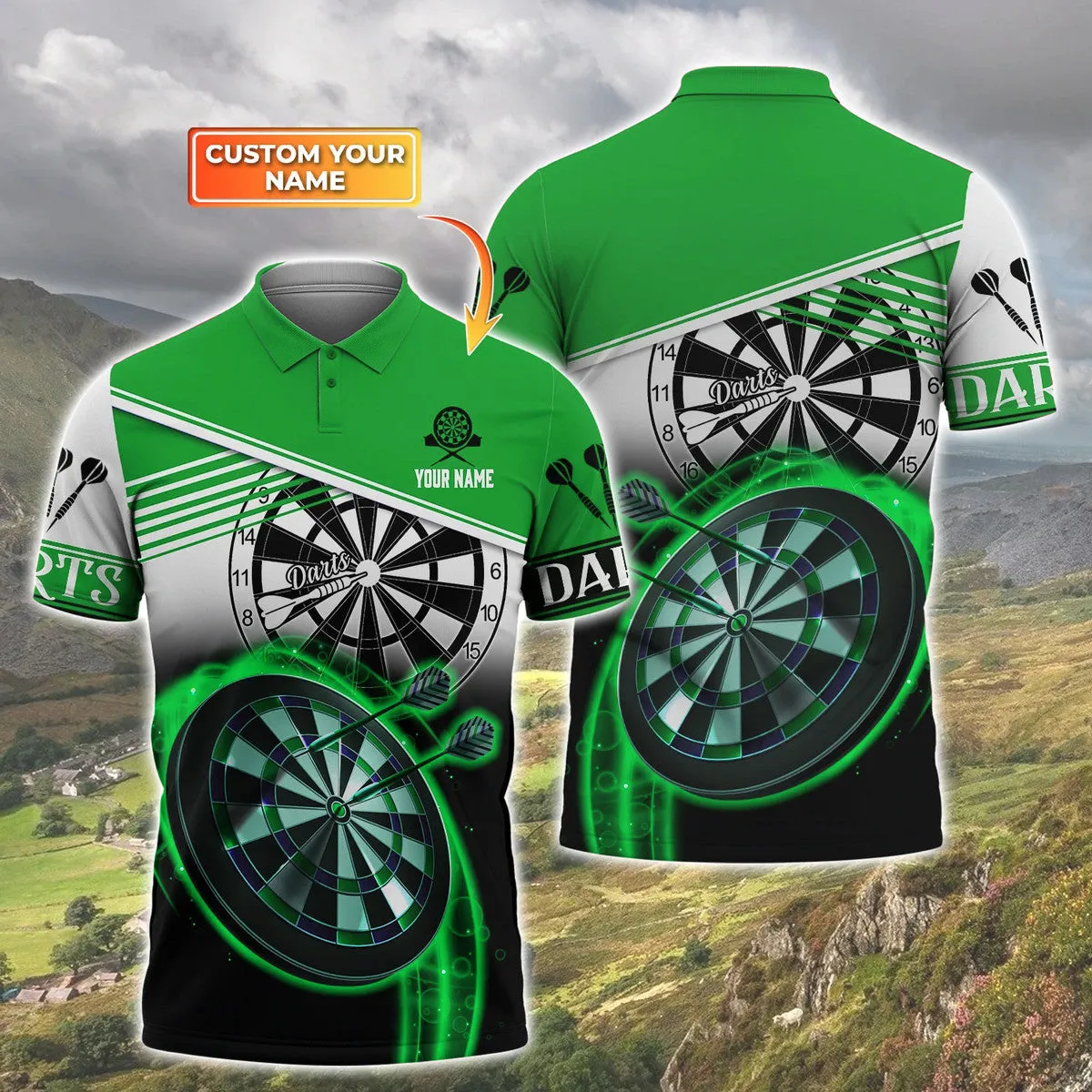 3D All Over Print Dart Multi Color Polo Shirt, Unisex Shirt for Man Women, Uniform Dart Team