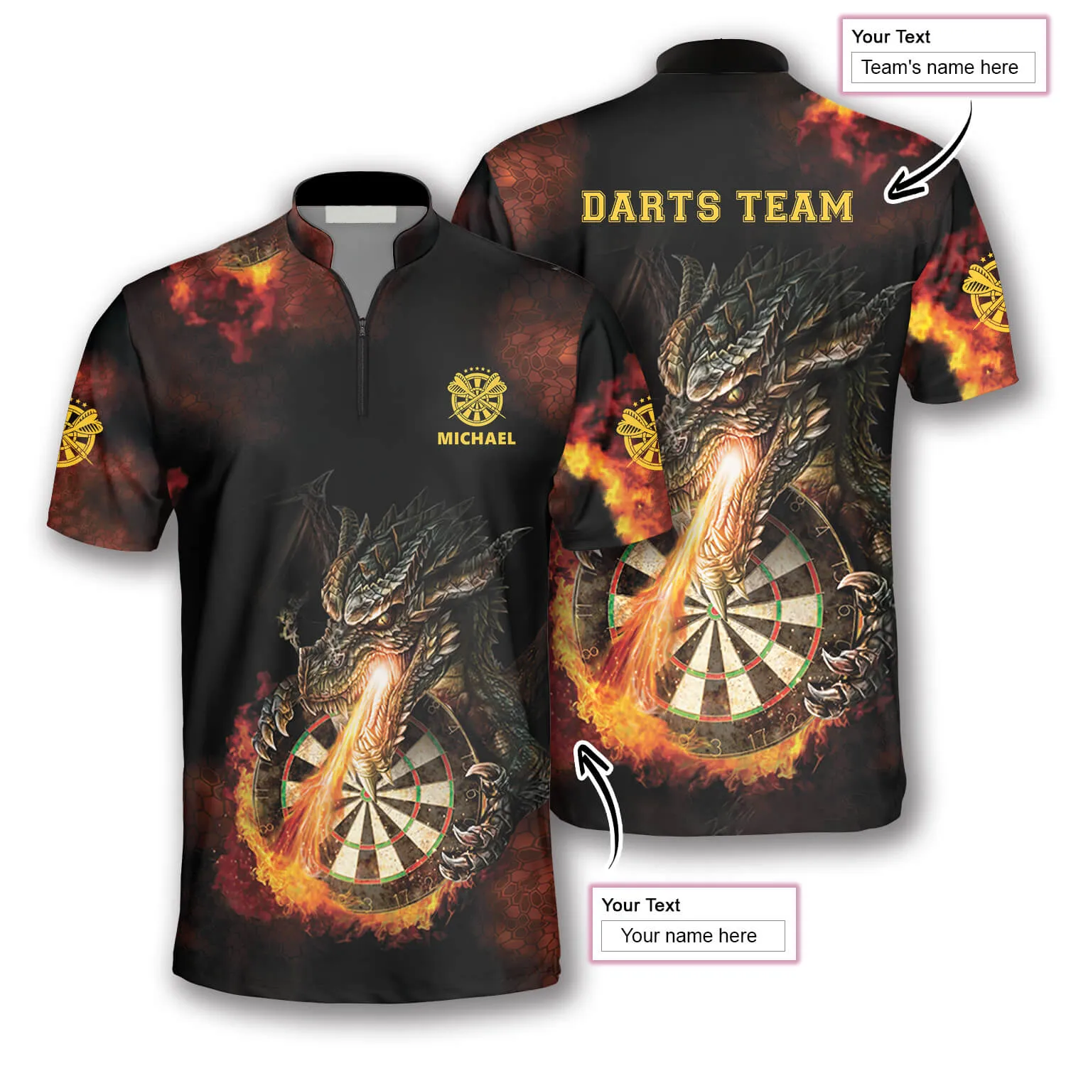 3D All Over Print Dragon Fire Custom Darts Jerseys for Men, Idea Gift for Dart Team, Dragon Dart Shirt