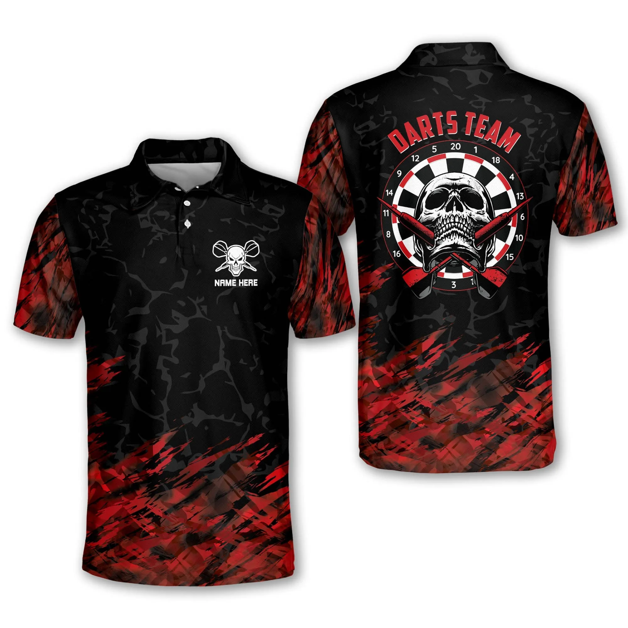 3D All Over Print Skull Dart Polo Shirts, Gift for Dart Player, Uniform for Dart Team