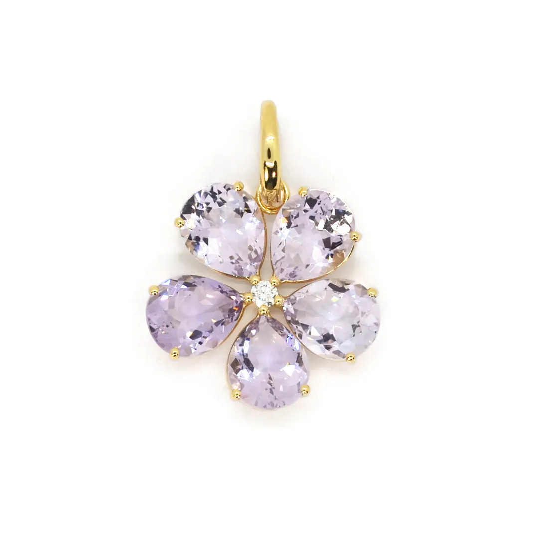 A & Furst - Fiori - Pendant with Rose de France and Diamond, 18k Yellow Gold