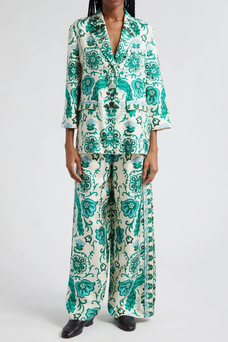 Amalfi Silk Pants - Peacock Turtledove