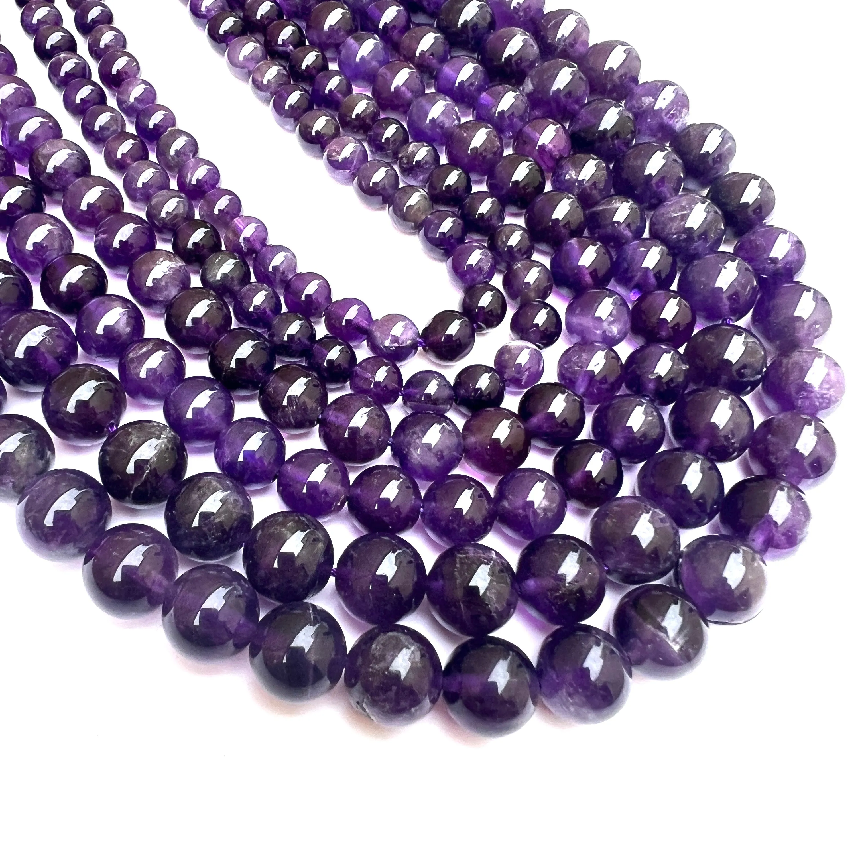 Amethyst Smooth Round Beads (A Grade)