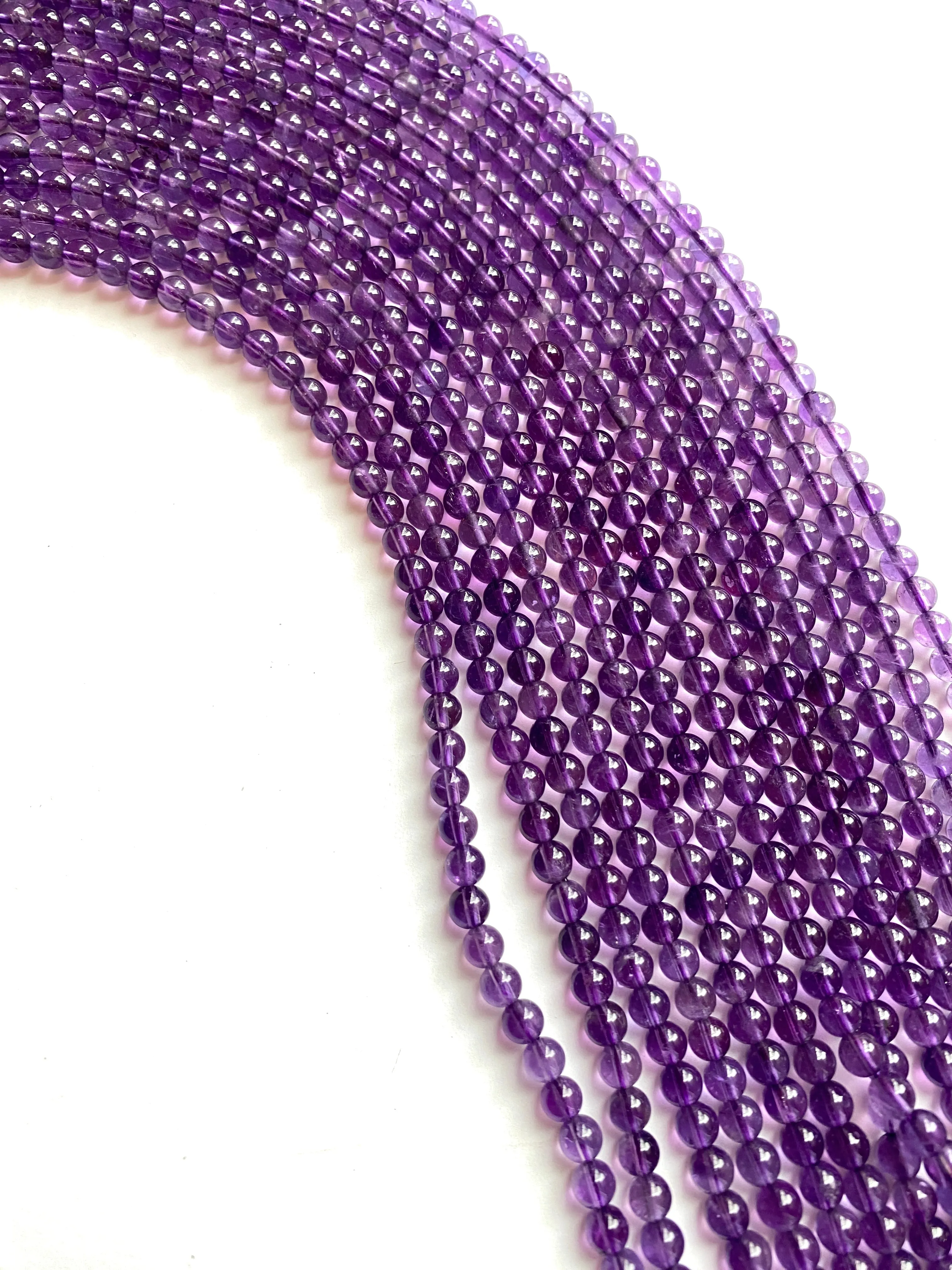 Amethyst Smooth Round Beads (A Grade)