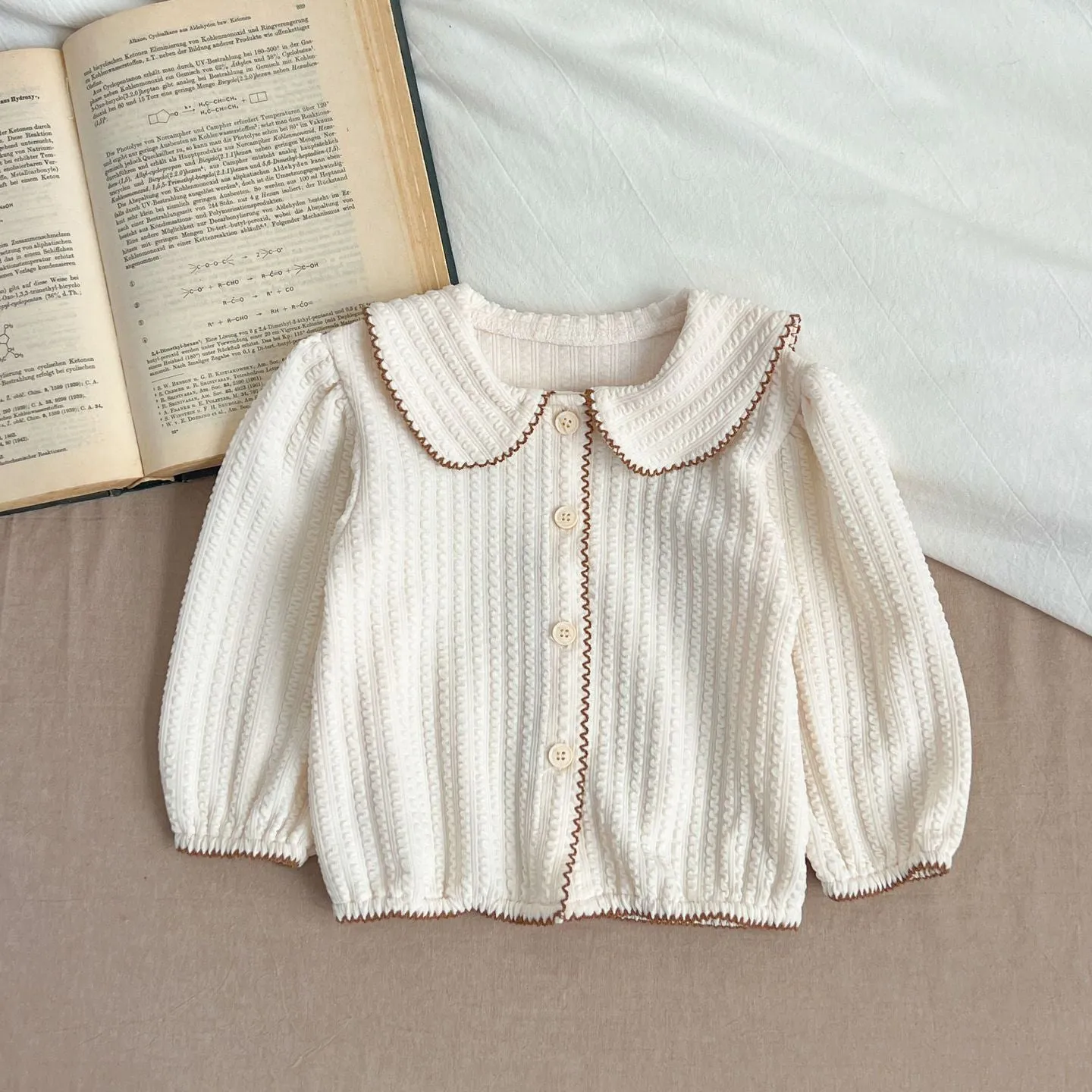 Baby Kid Girls Solid Color Striped Cardigan Wholesale 240111157