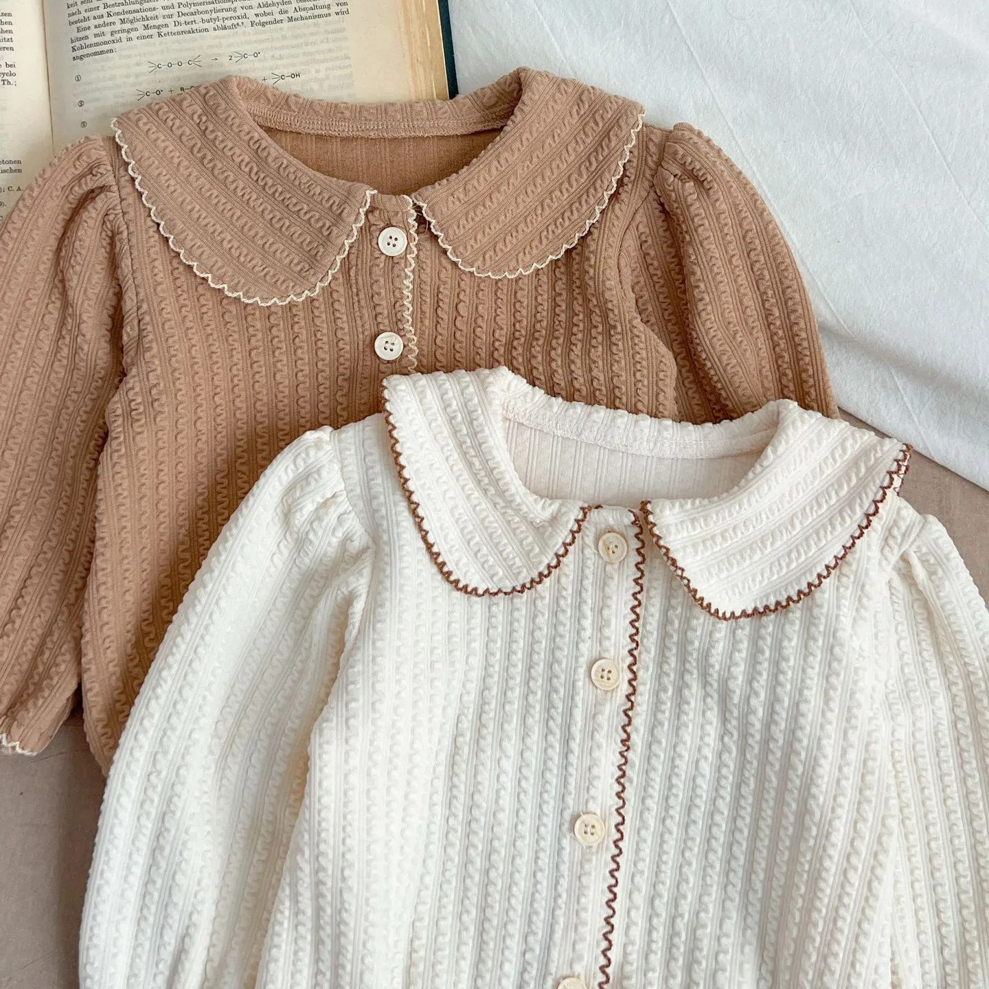 Baby Kid Girls Solid Color Striped Cardigan Wholesale 240111157