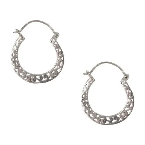 Balinese Filigree Silver Hoop Earrings