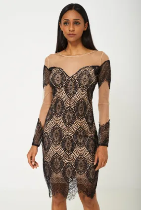 BIK BOK Mesh Dress in Black Lace