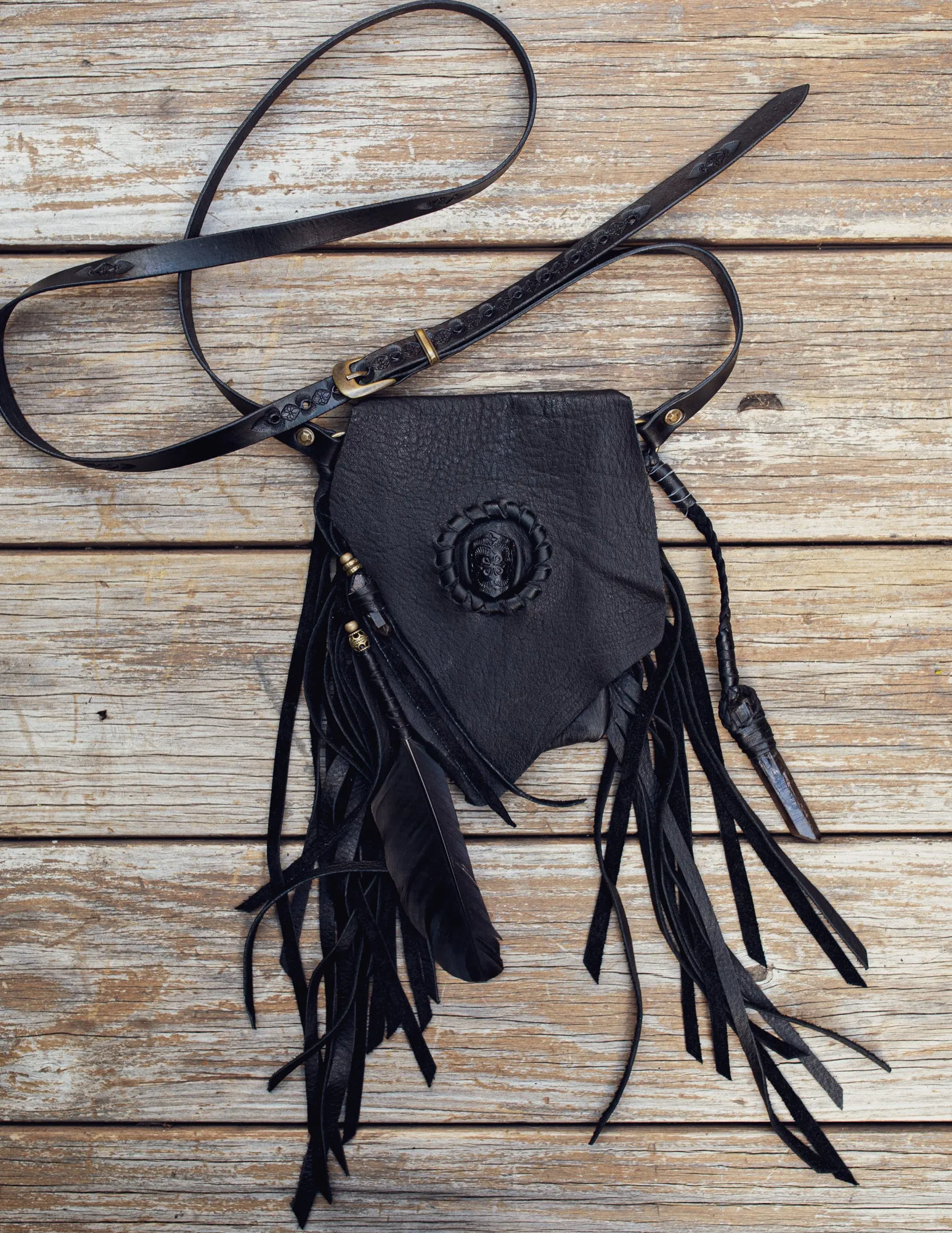 Black Magic Nomad Phone Pouch with Smoky Quartz