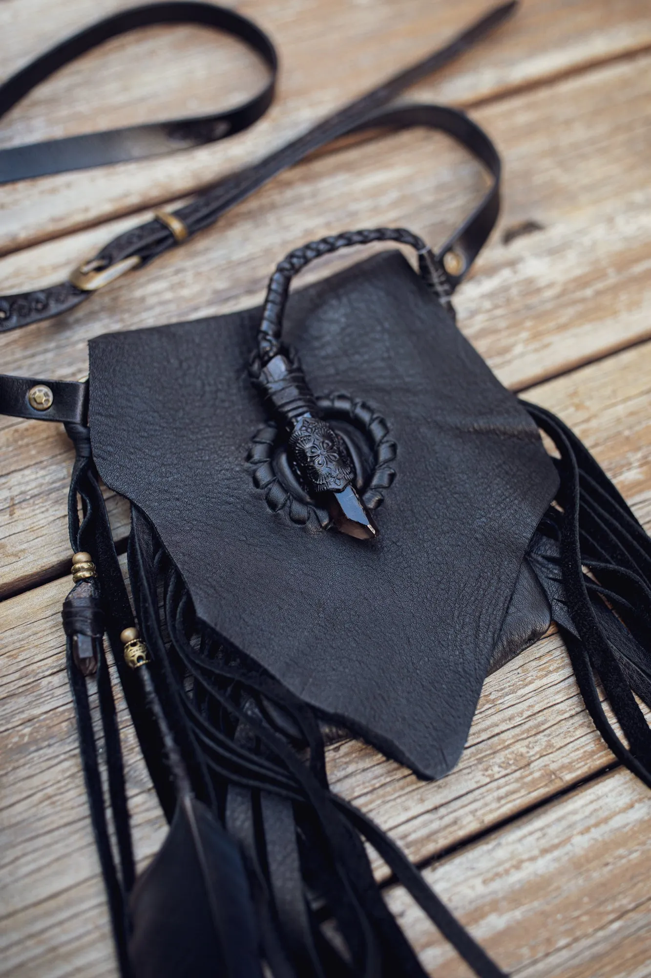 Black Magic Nomad Phone Pouch with Smoky Quartz