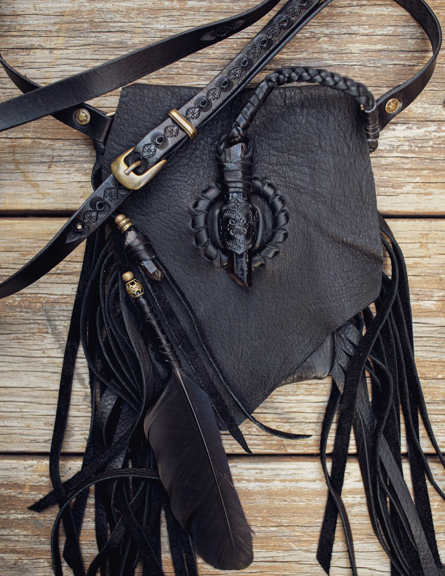 Black Magic Nomad Phone Pouch with Smoky Quartz