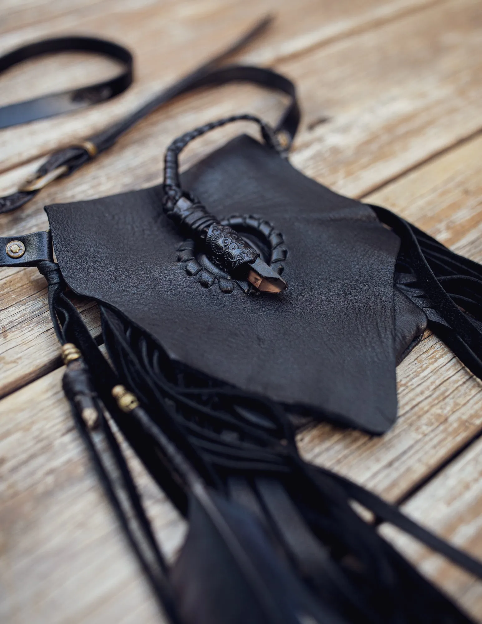 Black Magic Nomad Phone Pouch with Smoky Quartz