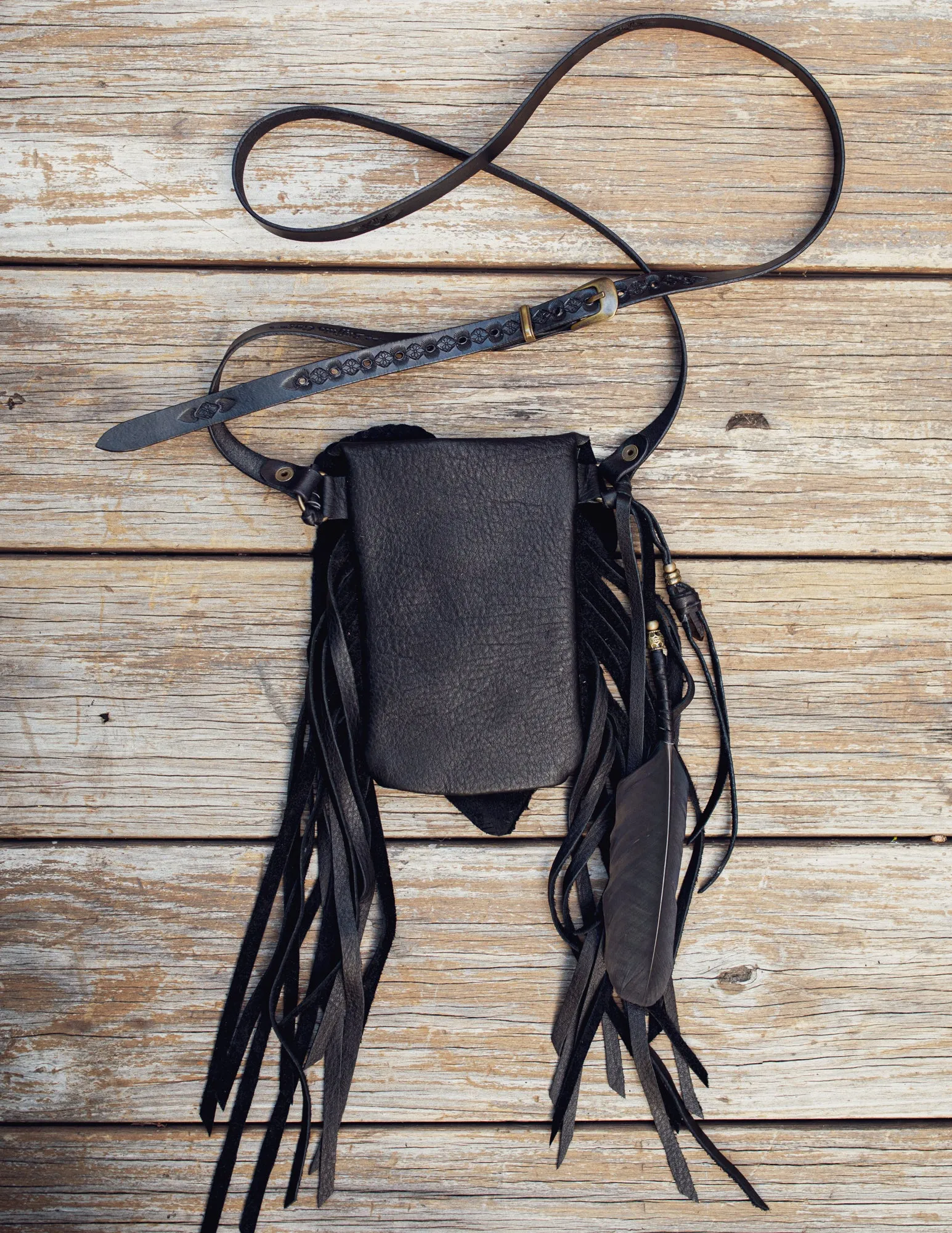 Black Magic Nomad Phone Pouch with Smoky Quartz