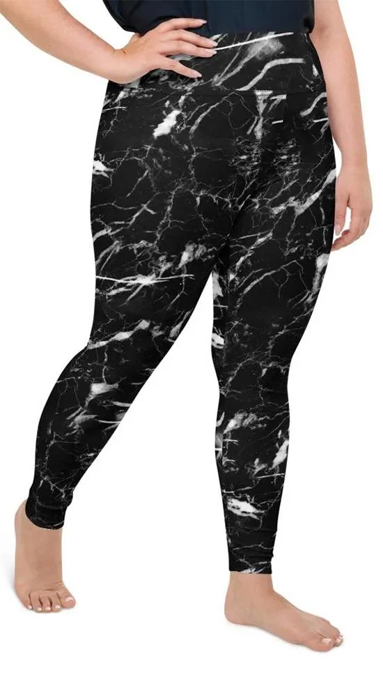 Black Marble Plus Size Leggings