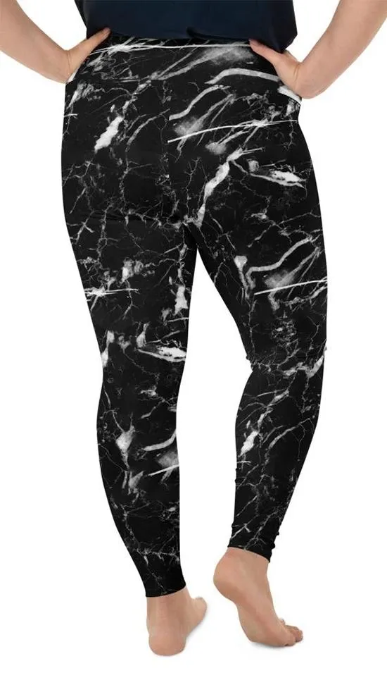 Black Marble Plus Size Leggings