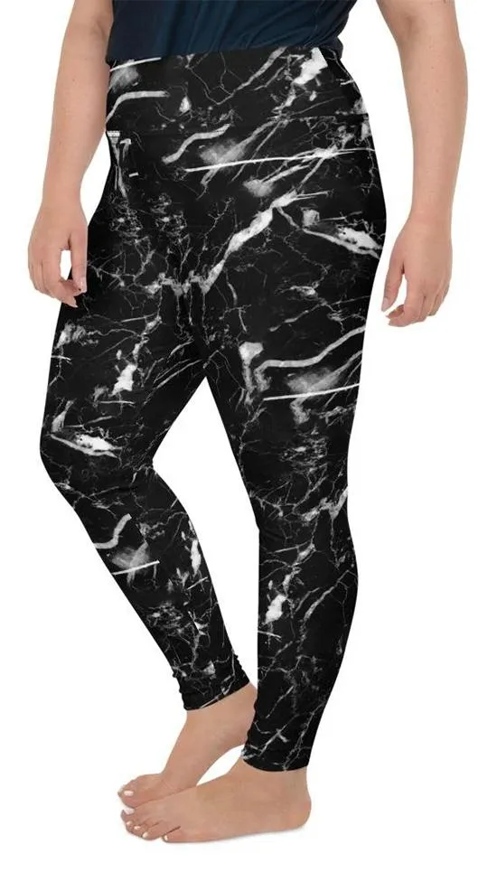 Black Marble Plus Size Leggings