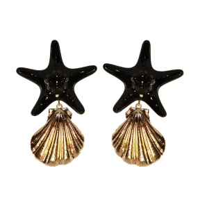 BLACK STARFISH EARRINGS