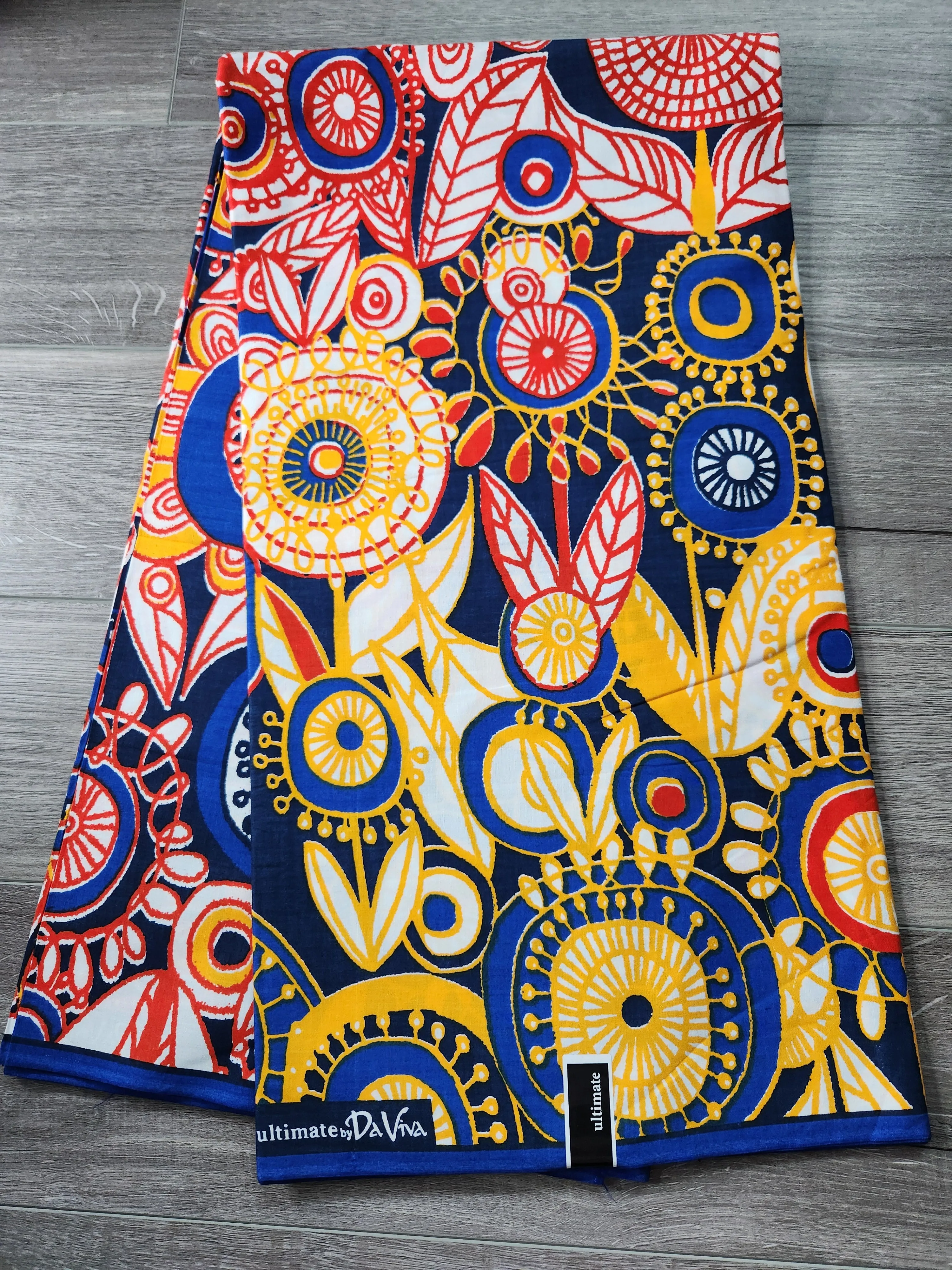 Blue and Orange Daviva African Print Fabric, Ankara Fabric