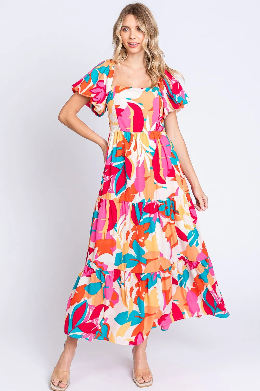 Boho Smocked Back Tiered Maxi Dress GeeGee