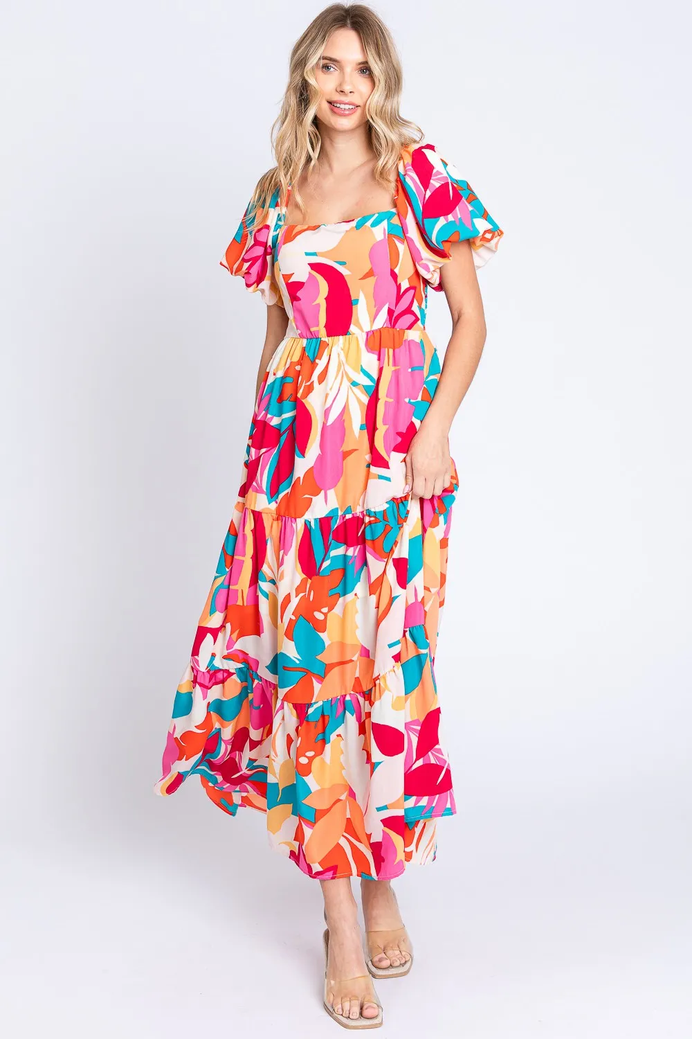 Boho Smocked Back Tiered Maxi Dress GeeGee