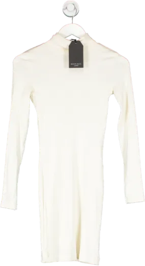 Brave Soul Cream Ribbed Turtle Neck Long Sleeve Dress UK XS