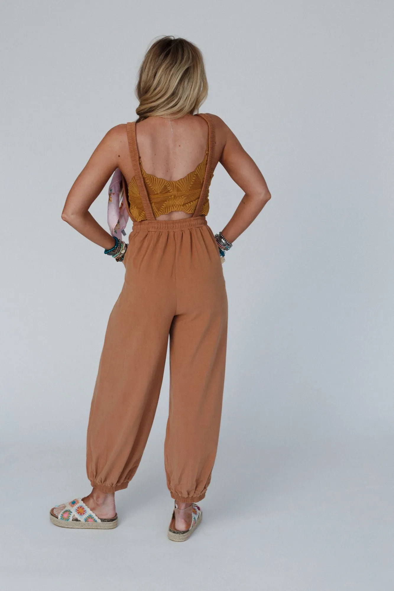 Breezy Back Knit Jumpsuit - Butterscotch