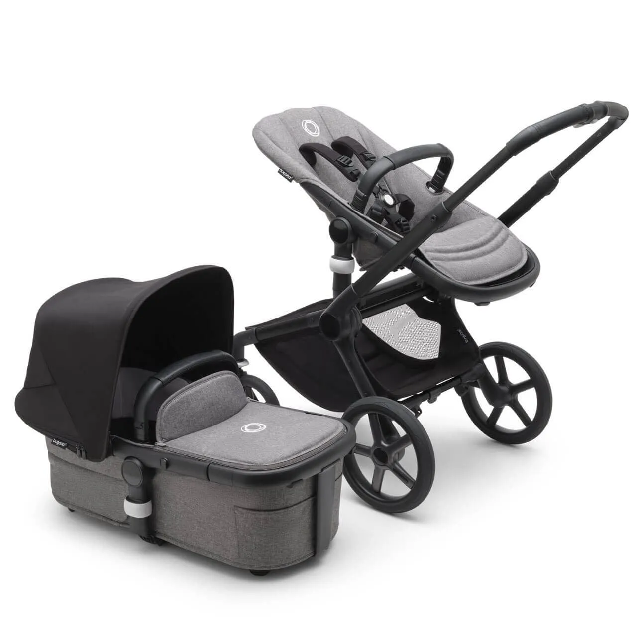 Bugaboo Fox 5, Pebble 360 Ultimate Travel System - Black/Grey Melange/Midnight Black