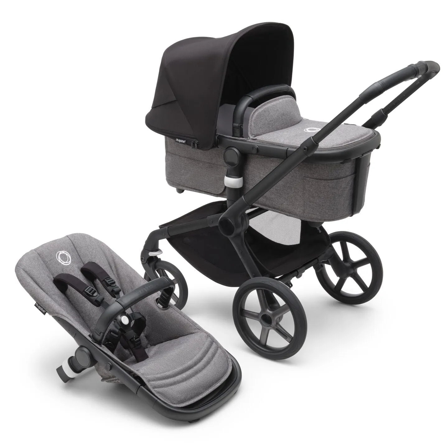 Bugaboo Fox 5, Pebble 360 Ultimate Travel System - Black/Grey Melange/Midnight Black