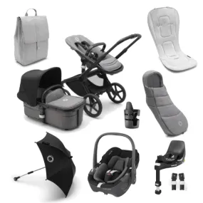 Bugaboo Fox 5, Pebble 360 Ultimate Travel System - Black/Grey Melange/Midnight Black