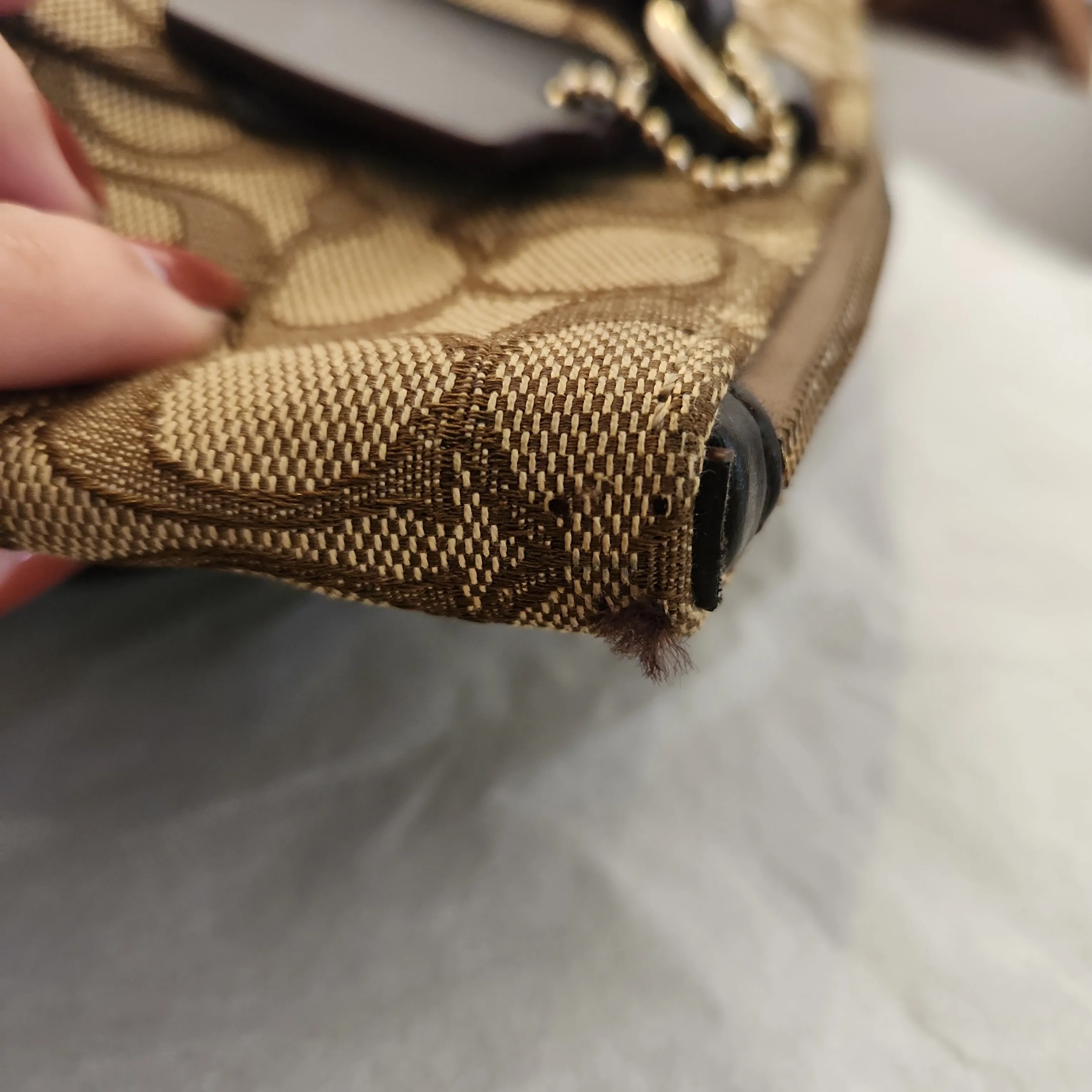 Coach Beige Monogram Canvas MIni Handbag | Pre Loved |