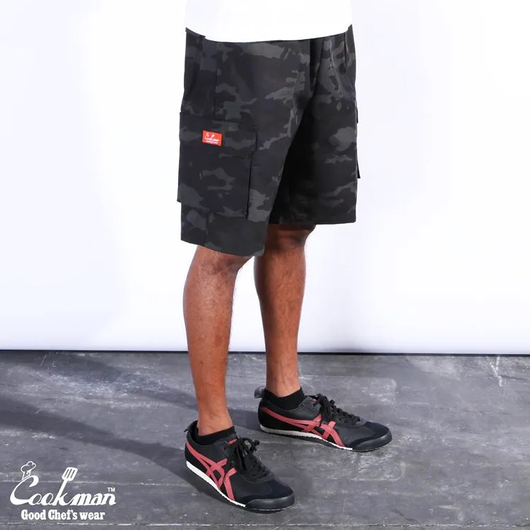 Cookman Chef Short Pants Cargo - Ripstop : Woodland Camo Black