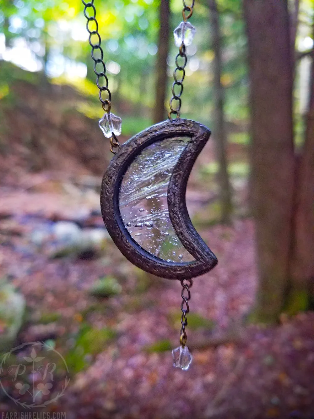 Crystal Luna ~ Crescent Moon Stained Glass Amulet