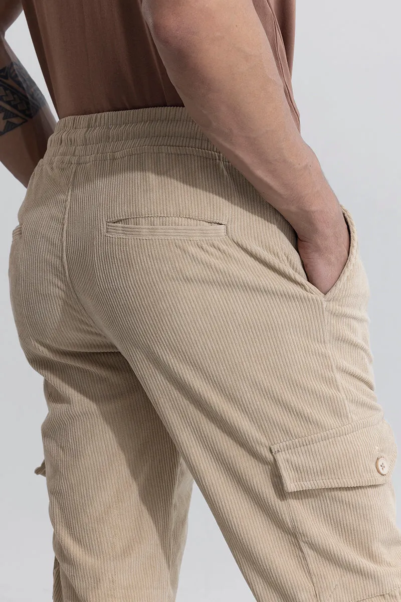 Cullin Beige Corduroy Cargo Pant