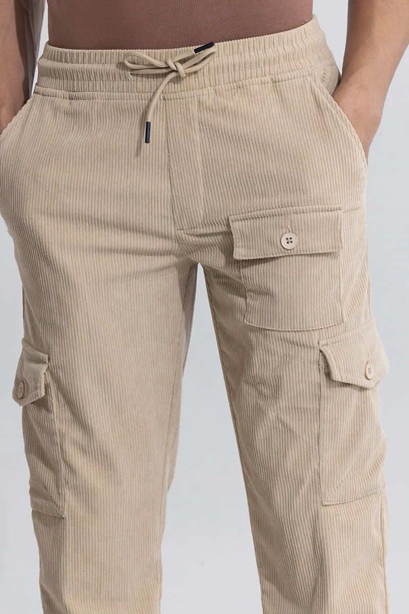 Cullin Beige Corduroy Cargo Pant