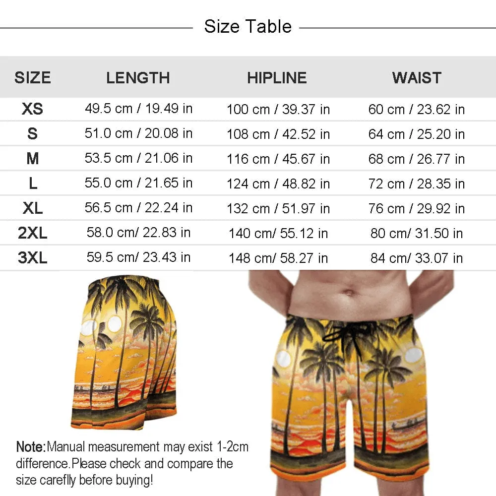 Custom Face Swimming Fun Couple Matching Beach Shorts Men's Quick-drying Beach Shorts & Women's High Waist Shorts