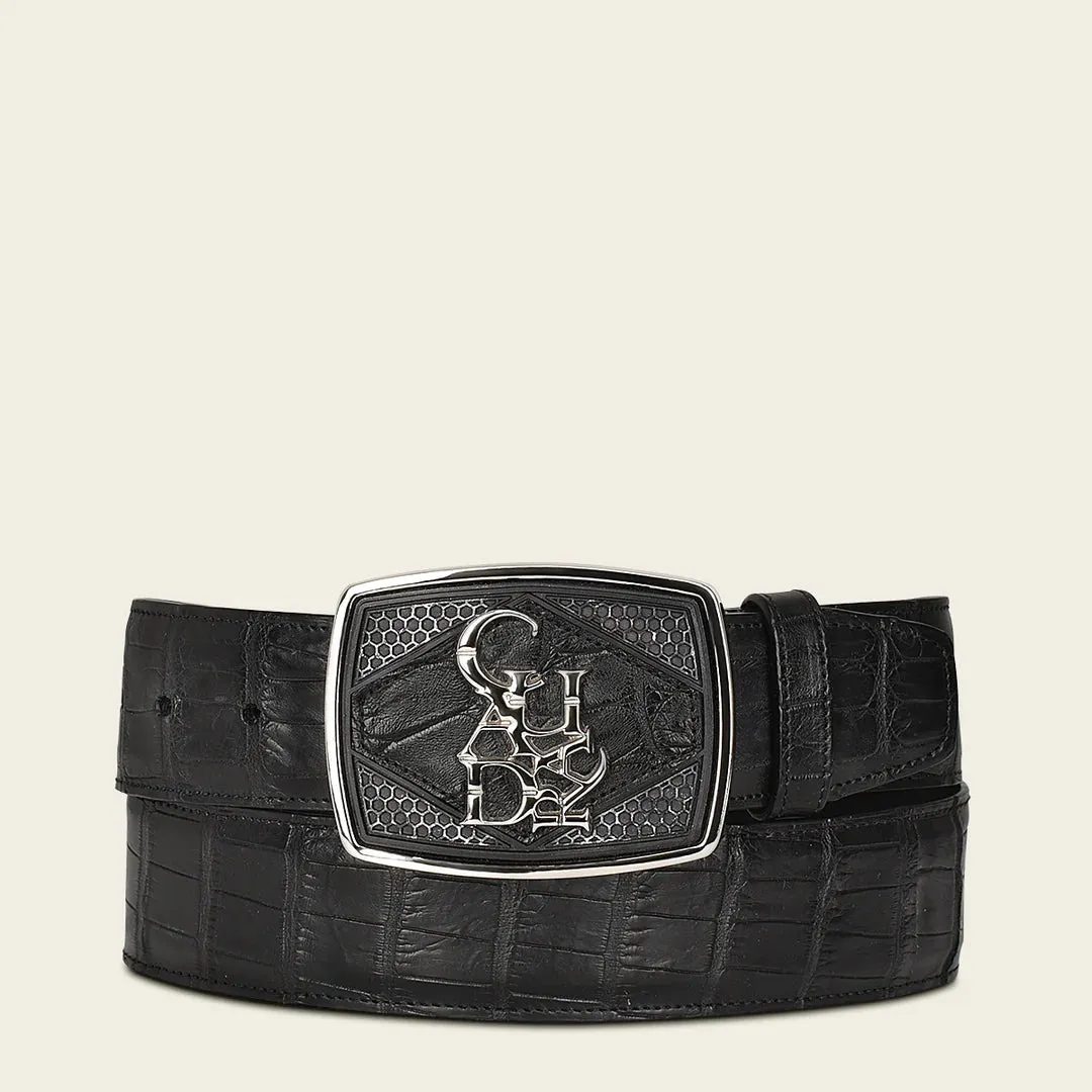 CV500AL - Cuadra black casual fashion alligator leather belt for men