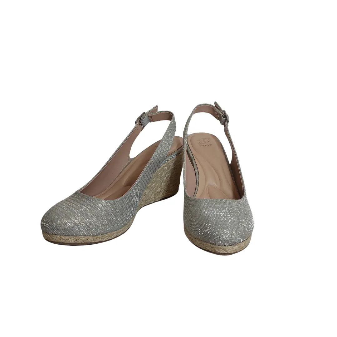 DUNE 'CODA Silver Slingback Wedges | Brand New |