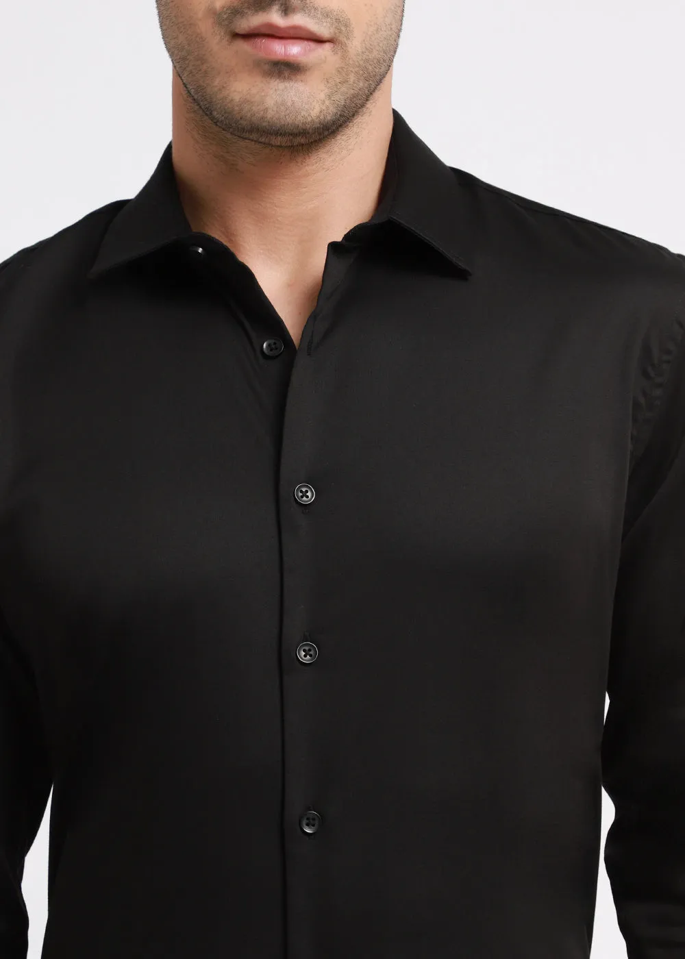 Ebony Black Satin Shirt