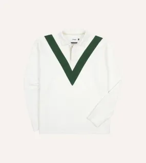 Ecru and Green Chevron Cotton Rugby Shirt