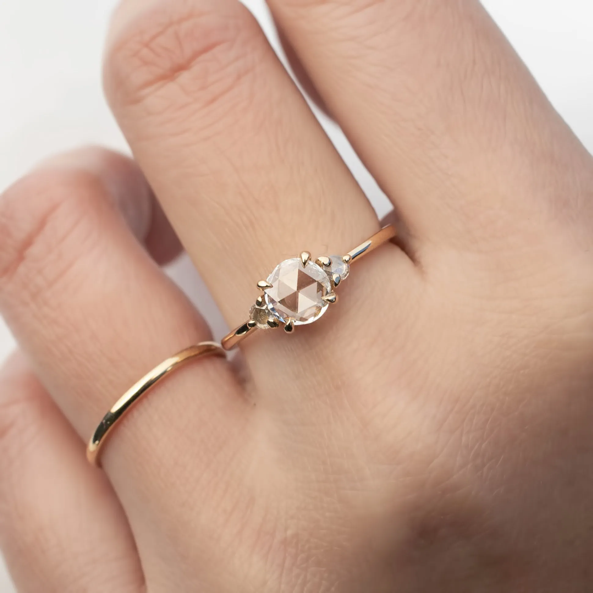 Emilie Three Rose Cut Diamond Ring (Choose your own diamond)